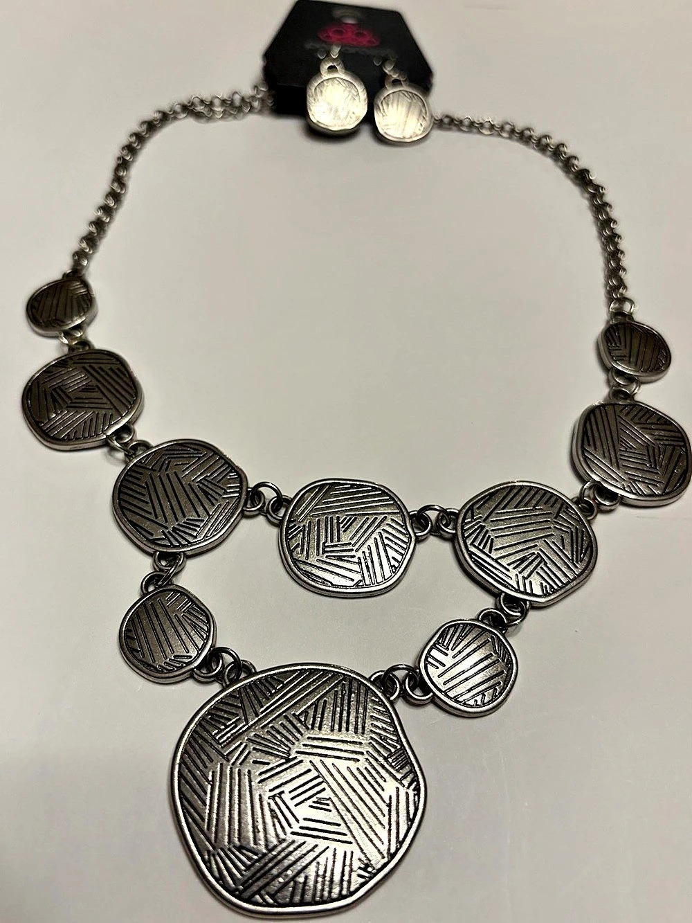 Paparazzi Geometric Silver-Tone Necklace & Earrings
